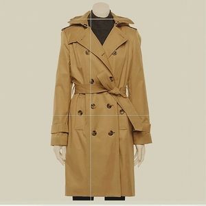 NWT London Fog Double Breasted Hooded Belted Trench Coat size XS